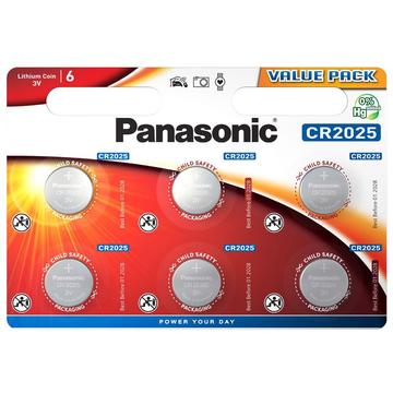 Panasonic Mini CR2025-batteri 3V - 6 stk.