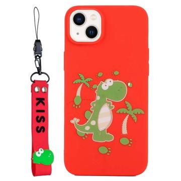 Kiss Series iPhone 14 Plus TPU-deksel med Stropp - Dinosaur