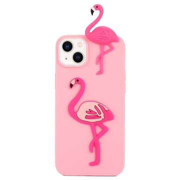 3D Cartoon iPhone 14 Plus TPU-deksel - Flamingo