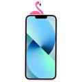 3D Cartoon iPhone 14 Plus TPU-deksel - Flamingo