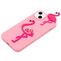 3D Cartoon iPhone 14 Plus TPU-deksel - Flamingo