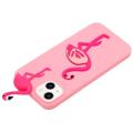 3D Cartoon iPhone 14 Plus TPU-deksel - Flamingo