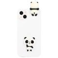 3D Cartoon iPhone 14 Plus TPU-deksel - Hvit Panda