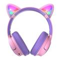 PowerLocus Bobo Cat Ears trådløse hodetelefoner for barn - rosa / lilla