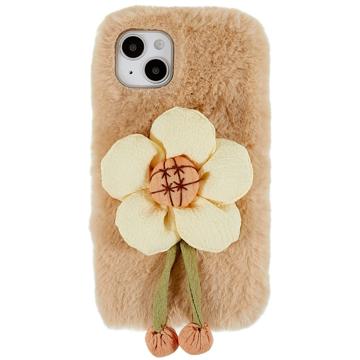 3D Plush Doll iPhone 14 TPU-deksel - Beige / Blomst