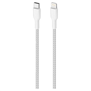 Puro Fabric ultrasterk USB-C / Lightning-kabel - 2 m, 20 W - hvit