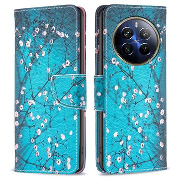 Realme 12 Pro/12 Pro+ Wonder Series Lommebok-deksel - Hvit Blomster