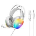 Remax RM-706 Over-Ear kablet spillhodesett med mikrofon og RGB-belysning - hvit