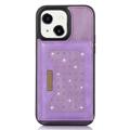 Rhinestone Decor iPhone 14 Plus Deksel med Lommebok - Lilla