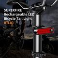 SUPERFIRE BTL01 620nm bølgelengde USB oppladbar sykkel LED-baklykt vanntett baklykt for sykkelvarsling baklys