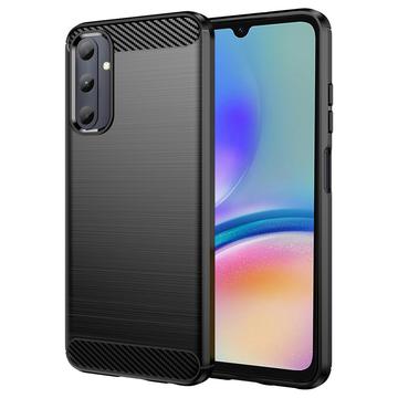 Samsung Galaxy A05s Børstet TPU Deksel - Karbonfiber - Svart