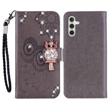 Samsung Galaxy A15 Ugle Rhinestone Lommebok-deksel