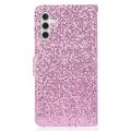 Samsung Galaxy A15 Stilig glitter lommebokveske - Rosa