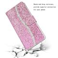 Samsung Galaxy A15 Stilig glitter lommebokveske - Rosa