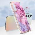 Samsung Galaxy A25 Marble Pattern Electroplated IMD TPU-deksel - Blå / Rosa