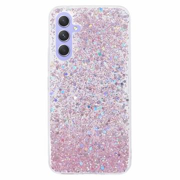 Samsung Galaxy A35 Glitter Flakes TPU-deksel - Rosa