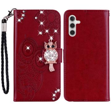 Samsung Galaxy A35 Ugle Rhinestone Lommebok-deksel