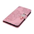 Samsung Galaxy A54 5G Ugle Rhinestone Lommebok-deksel - Rose Gold