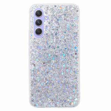 Samsung Galaxy A55 Glitter Flakes TPU-deksel - Sølv