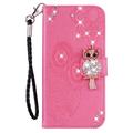 Samsung Galaxy S23 FE Uggle Rhinestone Lommebok-deksel - Varm Rosa