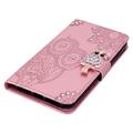 Samsung Galaxy S23 FE Ugle Rhinestone Lommebok-deksel - Rose Gold