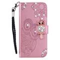 Samsung Galaxy S23 FE Ugle Rhinestone Lommebok-deksel - Rose Gold