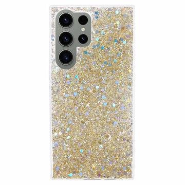 Samsung Galaxy S23 Ultra Glitter Flakes TPU-deksel - Gull