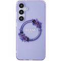 Samsung Galaxy S24 Guess IML Flowers Wreath-deksel - MagSafe-kompatibelt - Lilla