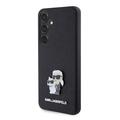 Samsung Galaxy S24 Karl Lagerfeld Saffiano Metal Karl and Choupette Case - Black