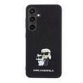 Samsung Galaxy S24 Karl Lagerfeld Saffiano Metal Karl and Choupette Case - Black