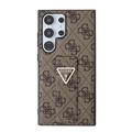 Samsung Galaxy S24 Ultra Guess 4G Grip Stand Triangle Logo Etui - Brun