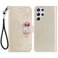 Samsung Galaxy S24 Ultra Ugle Rhinestone Lommebok-deksel