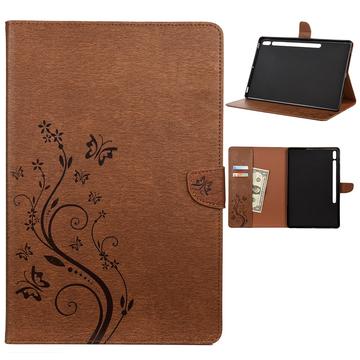 Samsung Galaxy Tab S7+/S8+ Butterfly Series Folio-etui - Brun