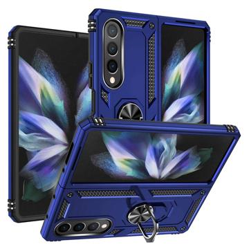 Samsung Galaxy Z Fold4 Hybrid-deksel med Metall Stativ - Blå