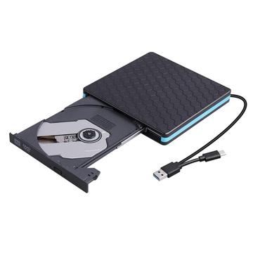 Slank ekstern DVD-stasjon - USB-C / USB-A