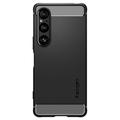 Sony Xperia 1 VI Spigen Rugged Armor TPU-deksel - Svart