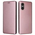 Sony Xperia 10 VI Flip-deksel - Karbonfiber - Roségull