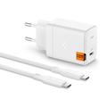 Spigen ArcStation Pro GaN-651 65W vegglader med Type-C-kabel - hvit