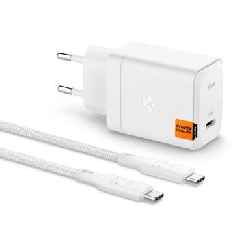 Spigen ArcStation Pro GaN-651 65W vegglader med Type-C-kabel - hvit