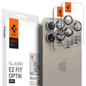 iPhone 16 Pro/16 Pro Max Spigen Glas.tR Ez Fit Optik Pro Kamera Linse Beskytter - Naturlig titan