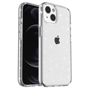 iPhone 15 Stylish Glitter Series Hybrid-deksel - Hvit