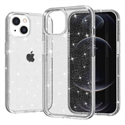 iPhone 15 Stylish Glitter Series Hybrid-deksel - Hvit