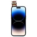 3D Figur Serie iPhone 14 Pro TPU-deksel - Safir / Ugle