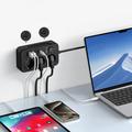 Tech-Protect PC3X6 Strømuttak - 3 USB-A- og 3 USB-C-porter med 3 strømuttak, 200cm - Svart