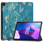 Lenovo Tab M10 Gen 3 Tri-Fold Series Smart Folio-etui - Hvit Blomster