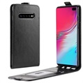 Samsung Galaxy S10 5G Vertikalt Flipp-etui med Kortluke - Svart