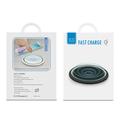 W53 Qi Wireless Charger Pad Ultratynn rund hurtigladeplate - svart