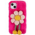 3D Plush Furry Winter iPhone 14 Plus TPU-deksel - Sterkrosa Blomste