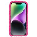 3D Plush Furry Winter iPhone 14 Plus TPU-deksel - Sterkrosa Blomste