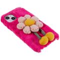 3D Plush Furry Winter iPhone 14 Plus TPU-deksel - Sterkrosa Blomste